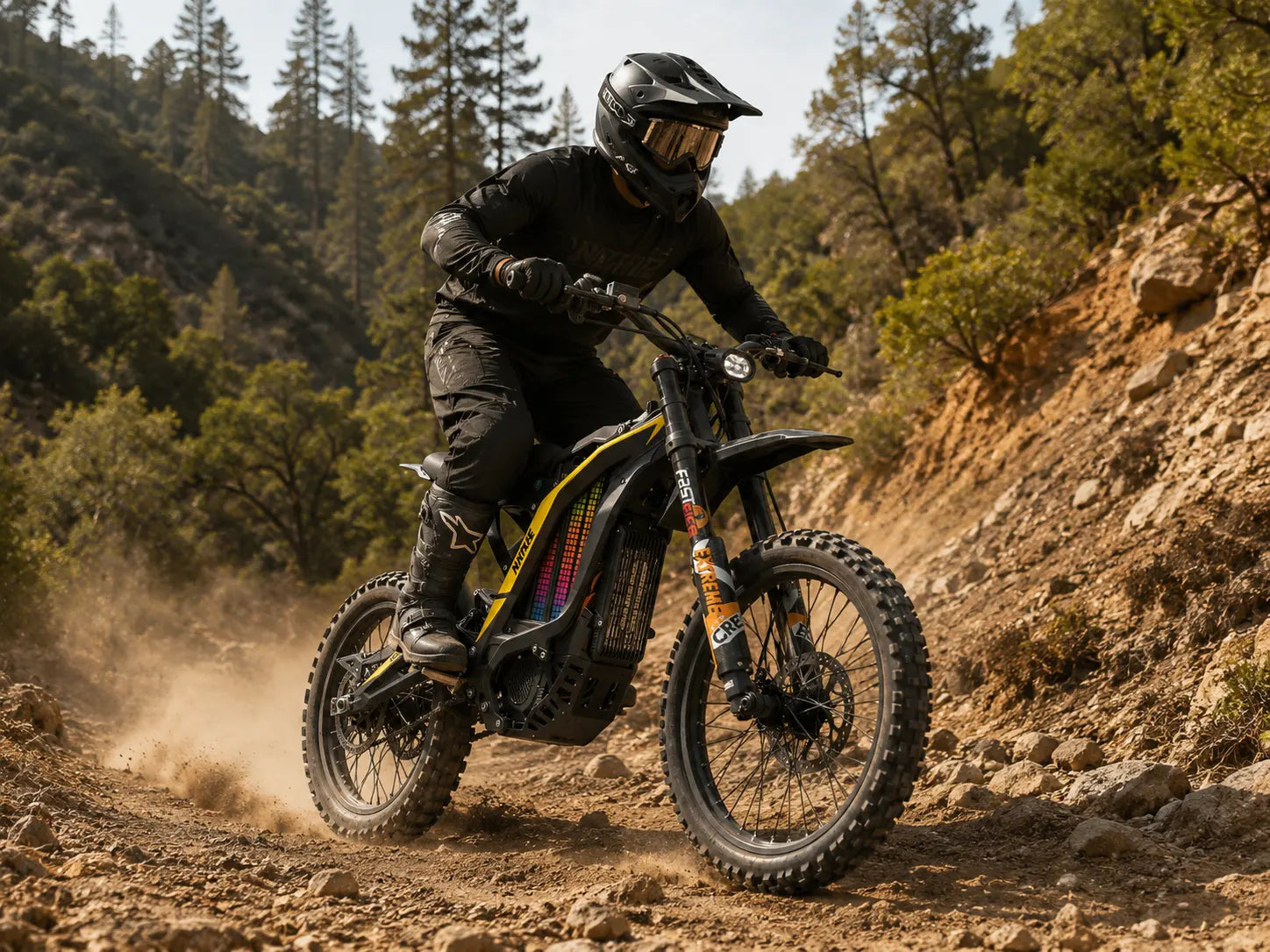 NATKIE electric dirt bike riding rocky Mammoth Bar OHV trails near Auburn and Sacramento California