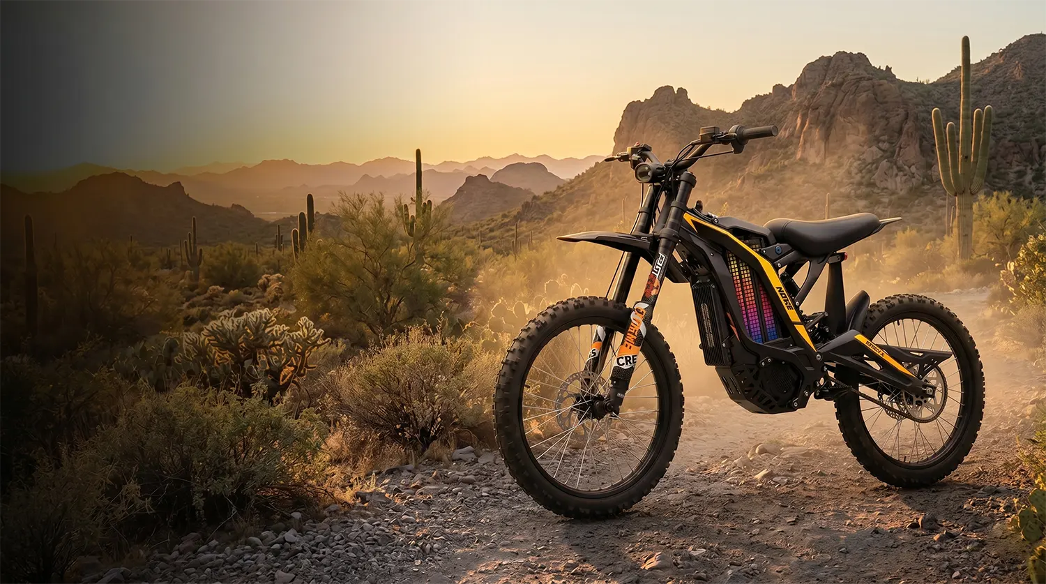 NATKIE electric dirt bike built for designated OHV trails near Phoenix Arizona